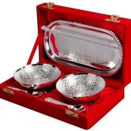 Silver Plated Chip & Dip Tray, Bowl Serving Set-34