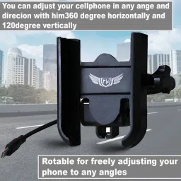 flipkart smartbuy Pre-Install C-Type Cable Version 3 Metal Body 360 Degree Rotating Handle Fitting Bike Mobile Holder image 3