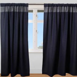 zeba Dark Blue Floral Polyester Blend 7 Ft Blackout Rod Pocket Door Curtain-picture-42
