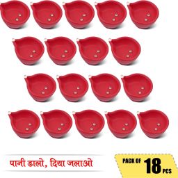 18 Pcs Decorative LED water diya - for Temple, Home ,Diwali and more Festival Plastic (Pack of 18) Table Diya-image-100
