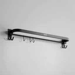 24 Inch Foldable Towel Rod | Wall-Mounted Bathroom Towel Hanger with Hooks Stainless Steel Toilet Paper Holder-image-93