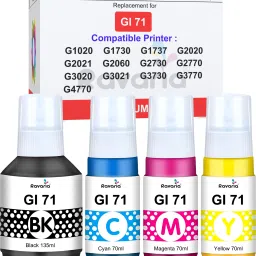 Ravaria GI 71 Ink For Cn G1020,G2020,G2021,G2060,G2730,G2770,G3020,G3770,G4770 Printer Black + Tri Color Combo Pack Ink Bottle-image-10