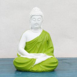 Meditation Buddha Premium Handcrafted Polymarble Meditation Dhyan Green Buddha Decorative Showpiece - 14 cm-image-39