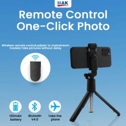 MAK Bluetooth Selfie-Sticks with Remote 3-in-1 Multifunctional Selfie-Stick Tripod Stand Compatible with All Phones Bluetooth Selfie Stick image 2