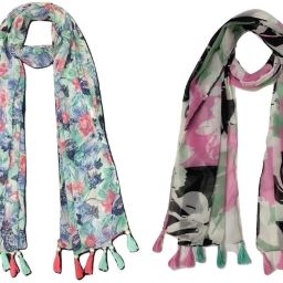 Printed Chiffon Women Multicolor Scarf, Stole, Fancy Scarf-image-62