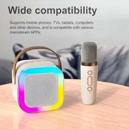 REEPUD K12 Speaker Machine Bluetooth-Compatible Wireless Karaoke Mic Speaker with RGB 5 W Bluetooth Speaker image 3