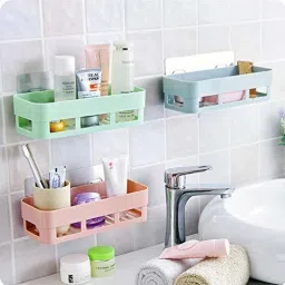 PACK OF 3 Multipurpose Wall Mount Bathroom Shelf and Rack Plastic Wall Shelf-10
