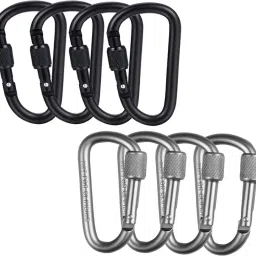 Sliver Aluminium D Shaped Hook(Combo of 8) Locking Carabiner-image-8