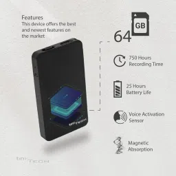 DDLC Slimmest Mini Digital Voice Activated Audio Recorder 64GB Inbuilt Memory NA Voice Recorder image 3