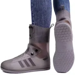 Silicone Rain Reusable Anti skid Waterproof Boot Cover Shoe Protector (XXL)-15