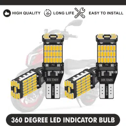 Tvs Ntorq 360 Degree, 45smd, T10/T15 Socket LED Indicator Bulb, Yellow, 4pcs. Indicator Light Motorbike LED for TVS (12 V, 1.2 W)-27