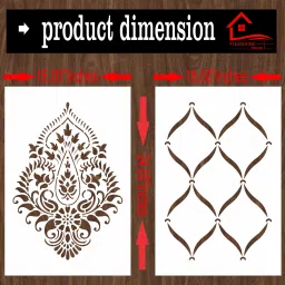 Combo Painting (Size:- 16X24 Inch),THEME- Damask and Lattice Ribbon pattern Pattern Reusable Design Ideal For Bedroom, Kids Room and Living Room Decoration Stencil-11