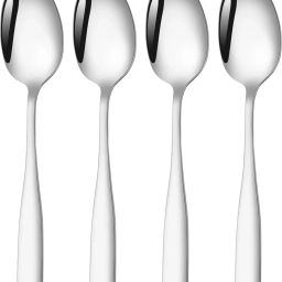 Silverware Table Spoons Set | 4-Pcs Flatware for Dinner, Party | Sterling Silver Stainless Steel Cutlery Set-image-48