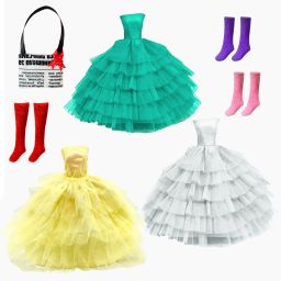 Handmade Doll Accessories, 3 Frock Dresses with 3 Socks and 1 Bag-image-75