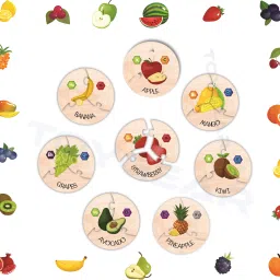 Wooden Fruit Peg Puzzle Identify Learn Montessori Educational Toy For Toddlers-image-1