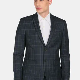 Arrow Men Blue Checked Single Breasted Blazers-image-55