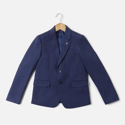 Allen Solly Junior Boys Textured Notched Lapel Collar Single Breasted Blazers-13