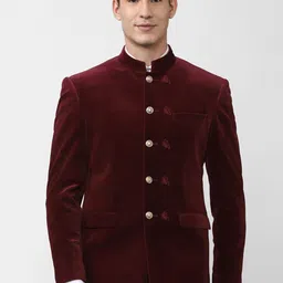 Peter England Elite Men Maroon Solid Slim-Fit Single-Breasted Blazer-picture-46