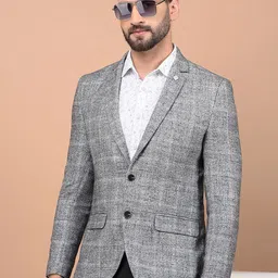 Crimsoune Club Checked Notched Lapel Single Breasted Blazer-picture-28