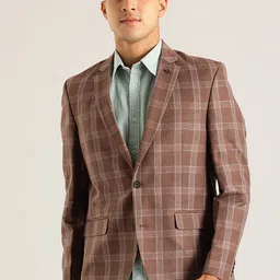 Indian Terrain Checked Notched Lapel Collar Single Breasted Casual Blazer-picture-47
