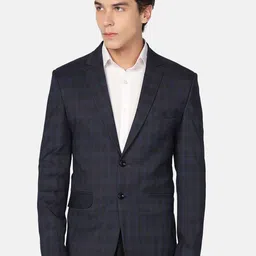 TAHVO Checked Slim-Fit Single Breasted Formal Blazer-picture-55