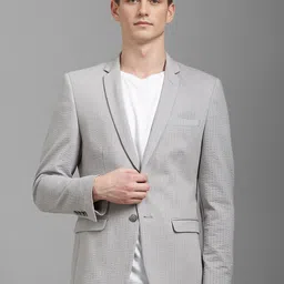 Louis Philippe Self Design Super Slim-Fit Pure Cotton Single Breasted Formal Blazer-picture-36