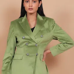 Talethread Notched Lapel Collar Cotton Double-Breasted Blazer-5