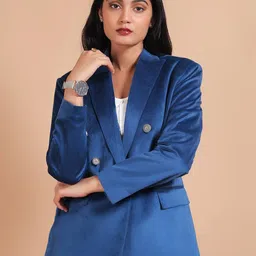 Talethread Notched Lapel Collar Cotton Single-Breasted Blazer-10