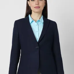 Van Heusen Woman Textured Notched Lapel Collar Single-Breasted Formal Blazer-1