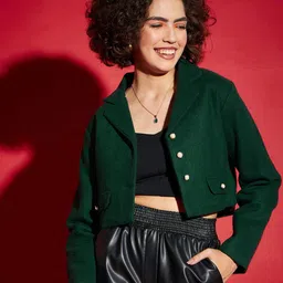 SASSAFRAS Single Breasted Notched-Lapel Collar Cropped Casual Blazers-picture-54