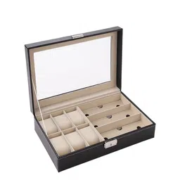 Kuber Industries Black & Beige 8 Slots Watch & Glasses Organizer-51