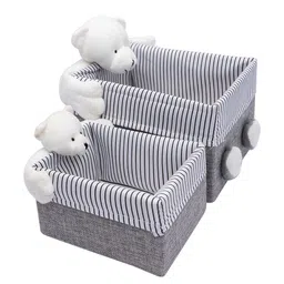 MARKET99 Set Of 2 Grey Fabric Basket Organizer-17
