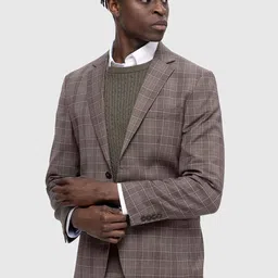 SELECTED Checked Slim-Fit Single Breasted Formal Blazer-27
