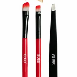 GUBB Red & Black Set Of 2 Eyeshadow Makeup Brush With Slant Tweezer-10