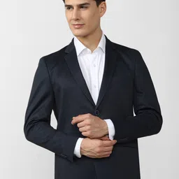 Peter England Elite Men Navy Blue Solid Slim-Fit Single Breasted Blazer-21