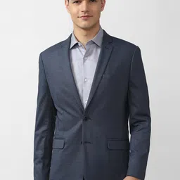 Peter England Elite Men Navy Blue Solid Slim-Fit Single-Breasted Blazers-picture-48