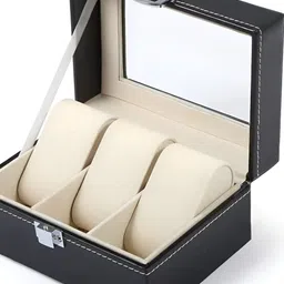 Awestuffs Black Water Resistant Watch Display Case Box Organizer-19