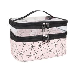 HOUSE OF QUIRK Pink Double Layer Makeup Bags-37