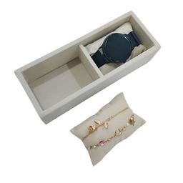 La Trove Cream-Coloured3 Slot Watch Organizer Tray-48