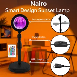 nairo RGB Sunset Projection Lamp | Remote Controlled 16 Color LED Mood Light Night Lamp image 3