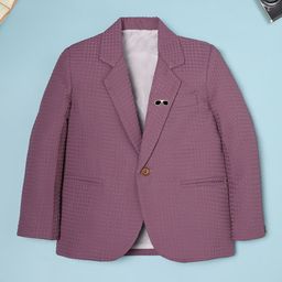 Ridokidz Boys Textured Tailored Fit Notched Lapel Single Breasted Blazer-16
