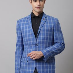 Cantabil Men Blue Checked Single-Breasted Formal Blazer-picture-53