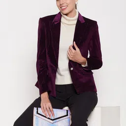 Madame Self-Design Cotton Single-Breasted Blazer-image-71