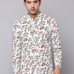 SHOWOFF Men Printed Slim-Fit Bandhgala Blazer-14