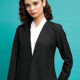 CHIC BY TOKYO TALKIES Black V-Neck Open Front Blazer-picture-32