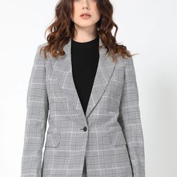 RAREISM Checked Peaked Lapel Collar Single Breasted Slim-Fit Formal Blazer-picture-12