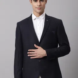 Cantabil Men Navy Blue Solid Single Breasted Formal Blazer-30