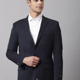 Cantabil Men Navy Blue Solid Single-Breasted Formal Blazer-image-36