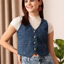 STREET 9 Crop Cotton Denim Jacket-image-21