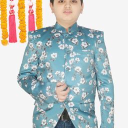 SG YUVRAJ Boys Printed Single-Breasted Regular Fit Bandhgala Blazer-31